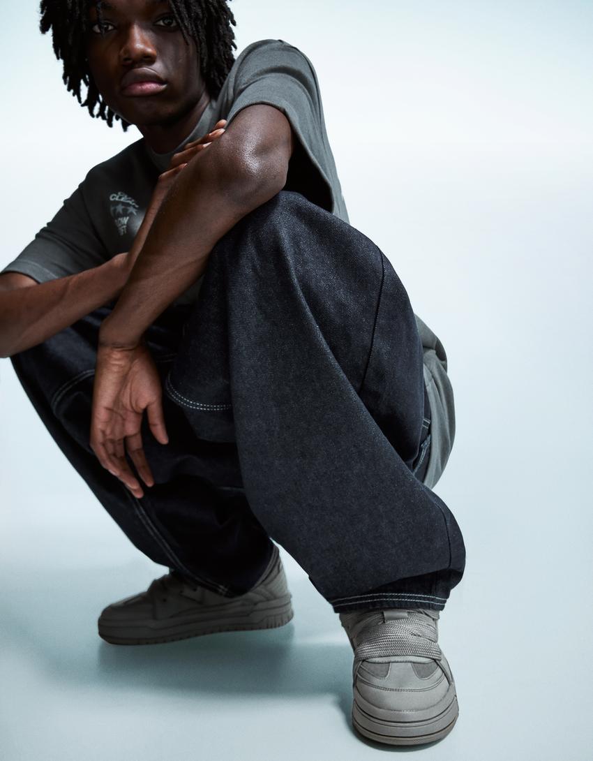 Baskets skate semelle épaisse-Gris