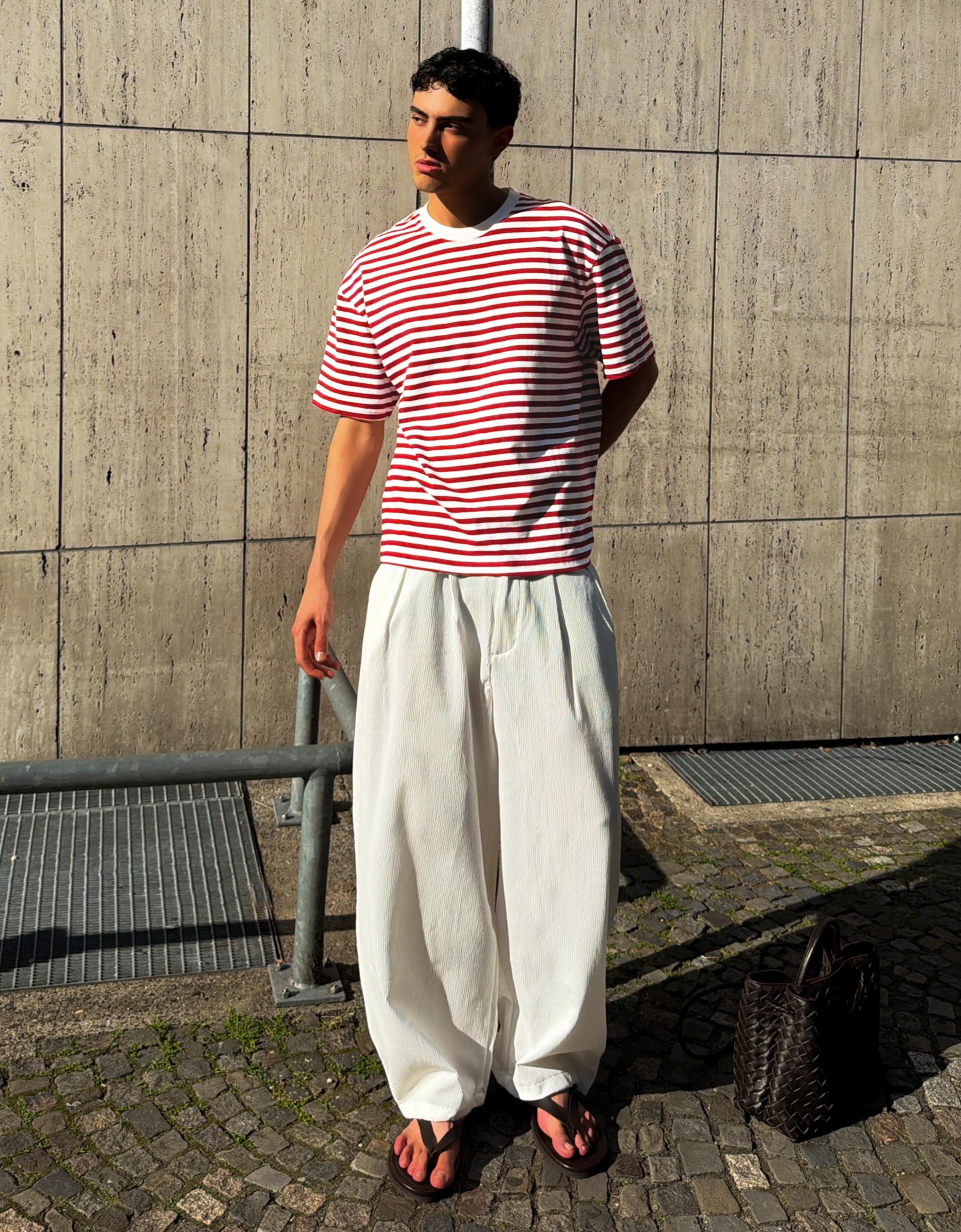 Striped relaxed fit T-shirt — Red