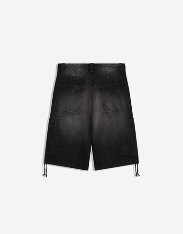 Denim cargo parachute Bermuda shorts — Black 6