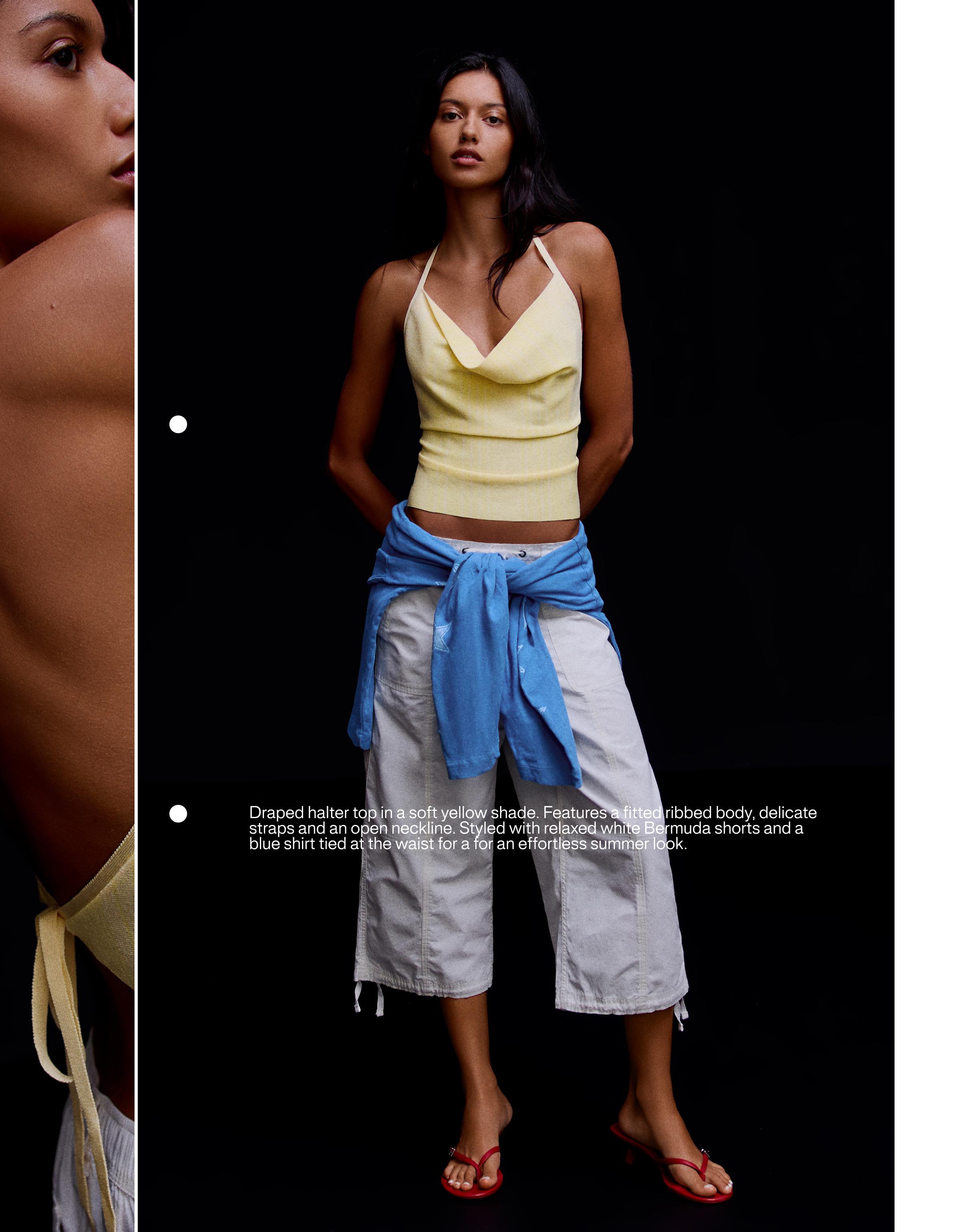 Draped halter top — Yellow