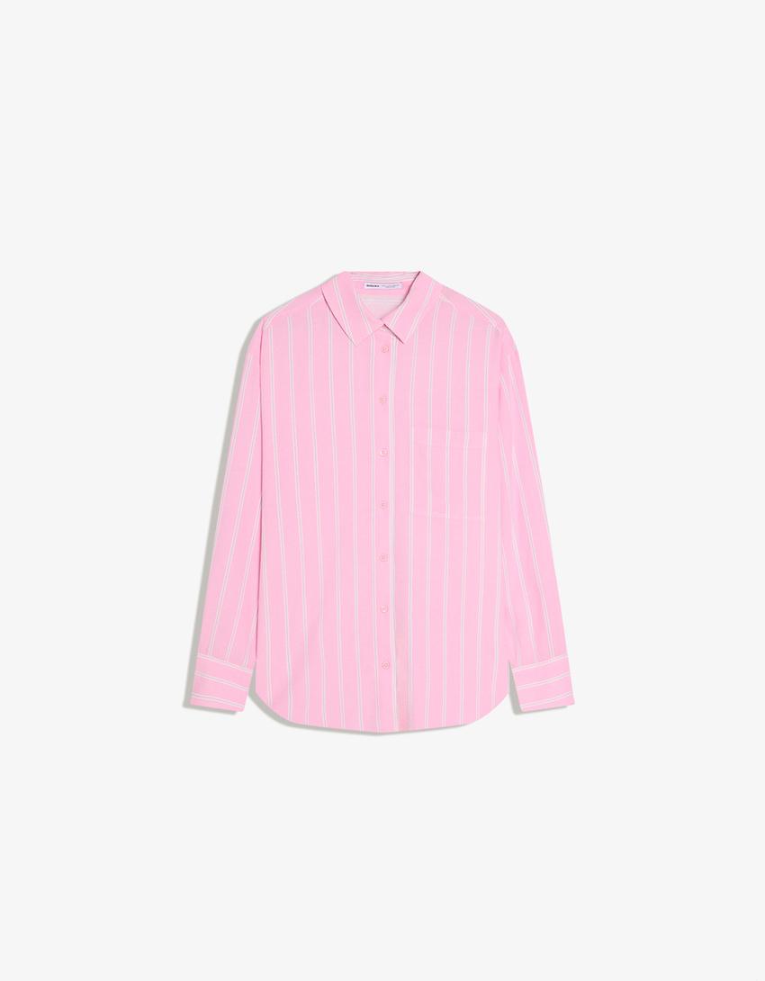 Chemise oversize fluide-Fuchsia