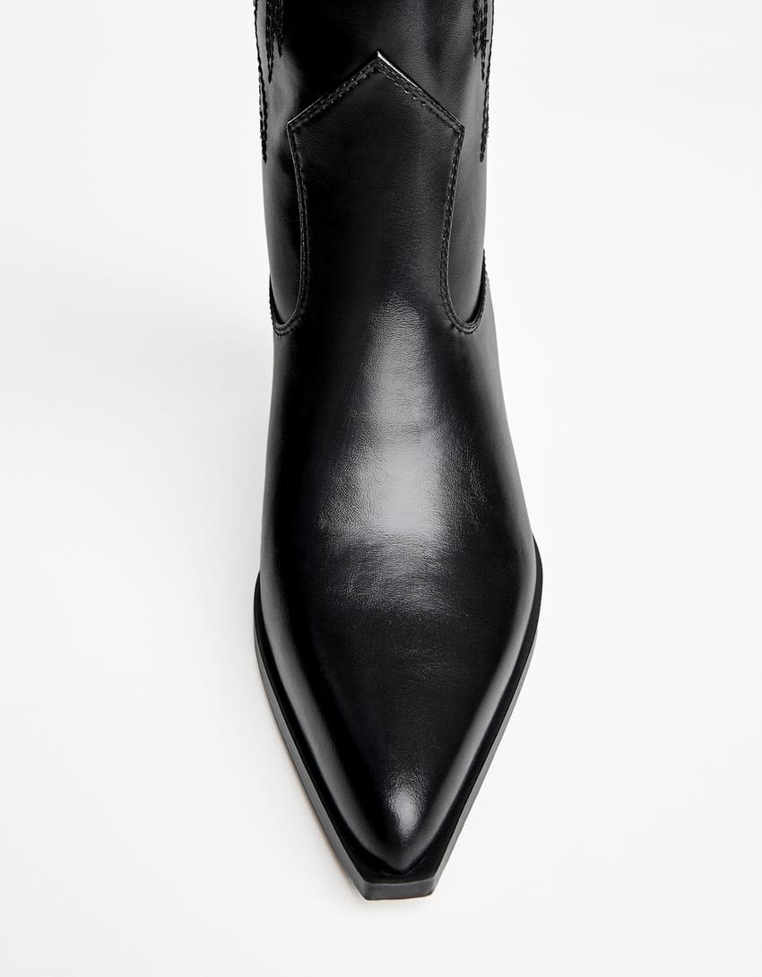 Bota tacón cowboy bordados-Negro-2