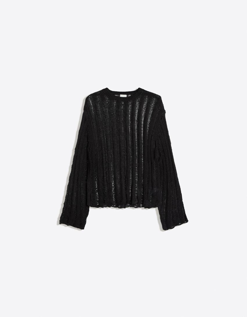 Jersey de punto calado-Negro
