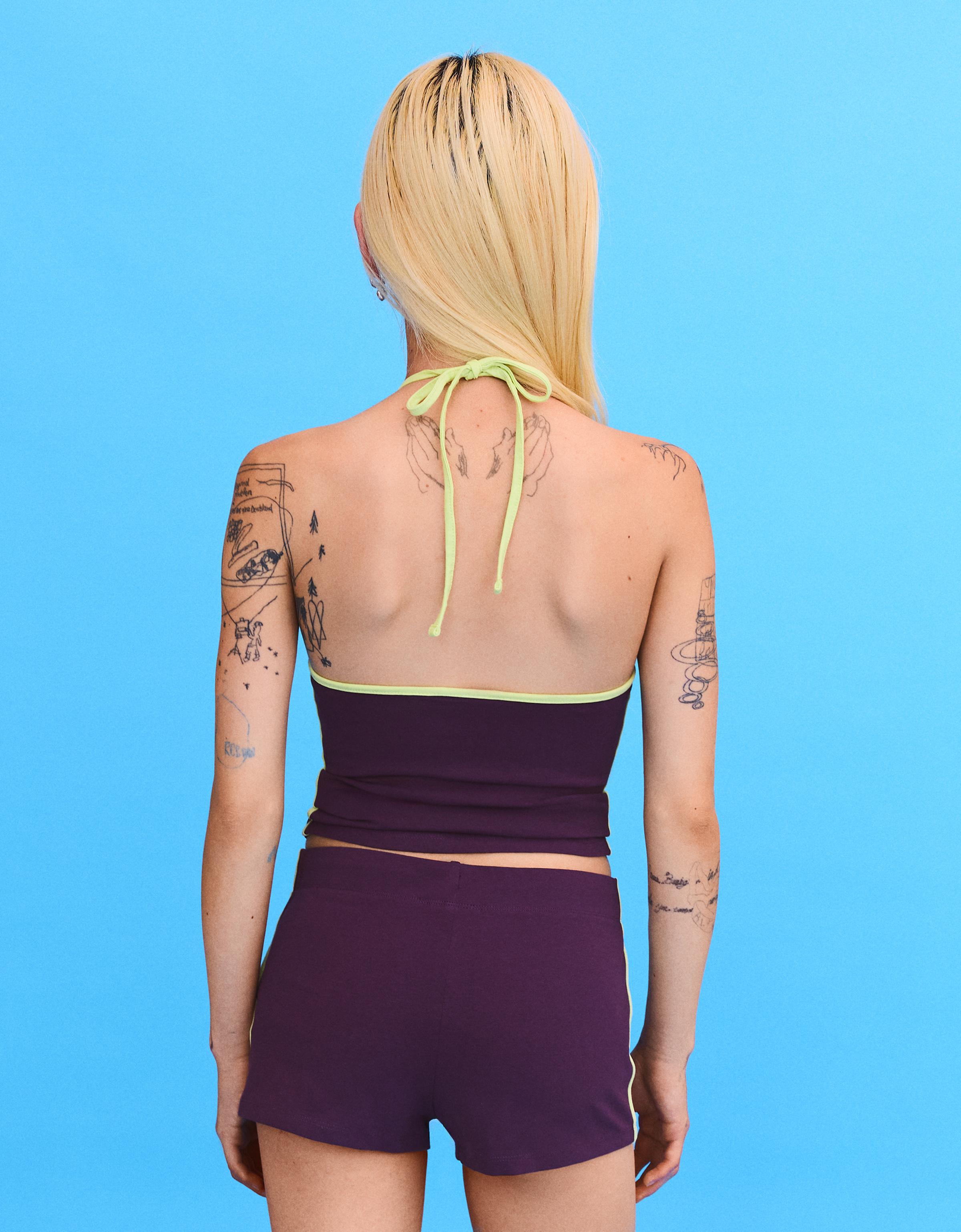 Mini shorts with side stripes — Violet