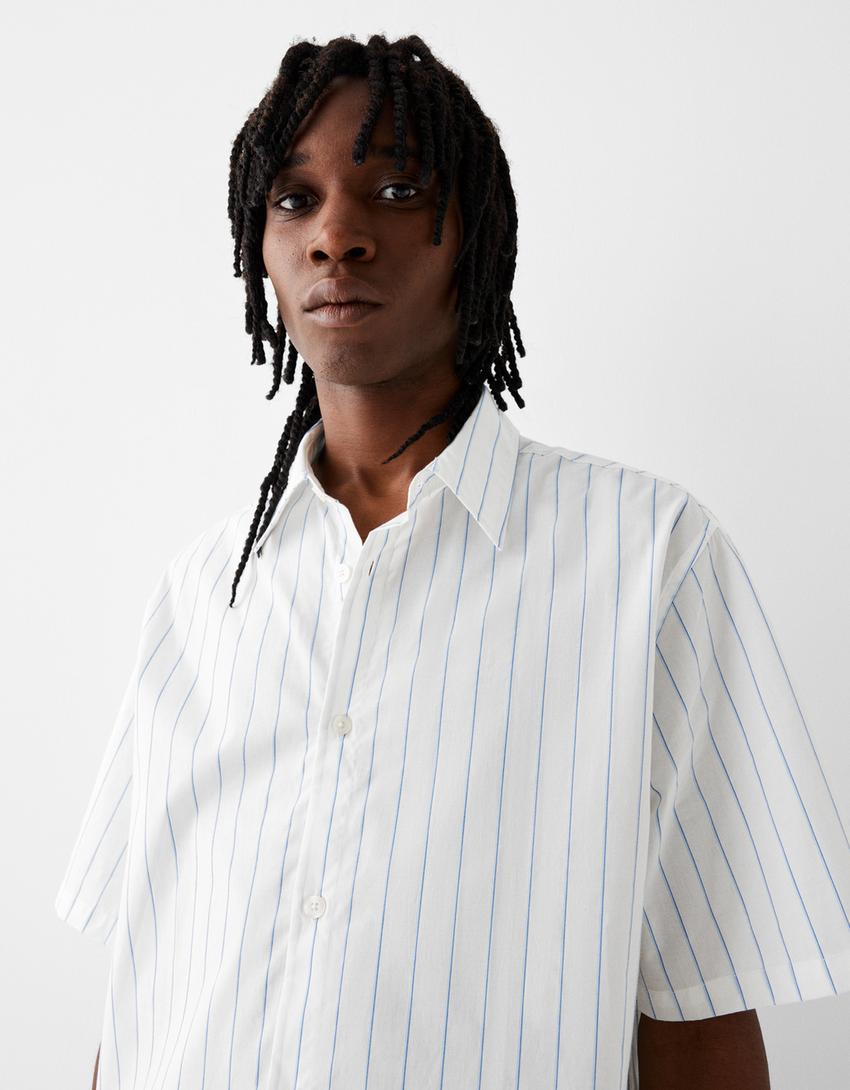 قميص بقصة مربعة وأكمام قصيرة-أبيض-2