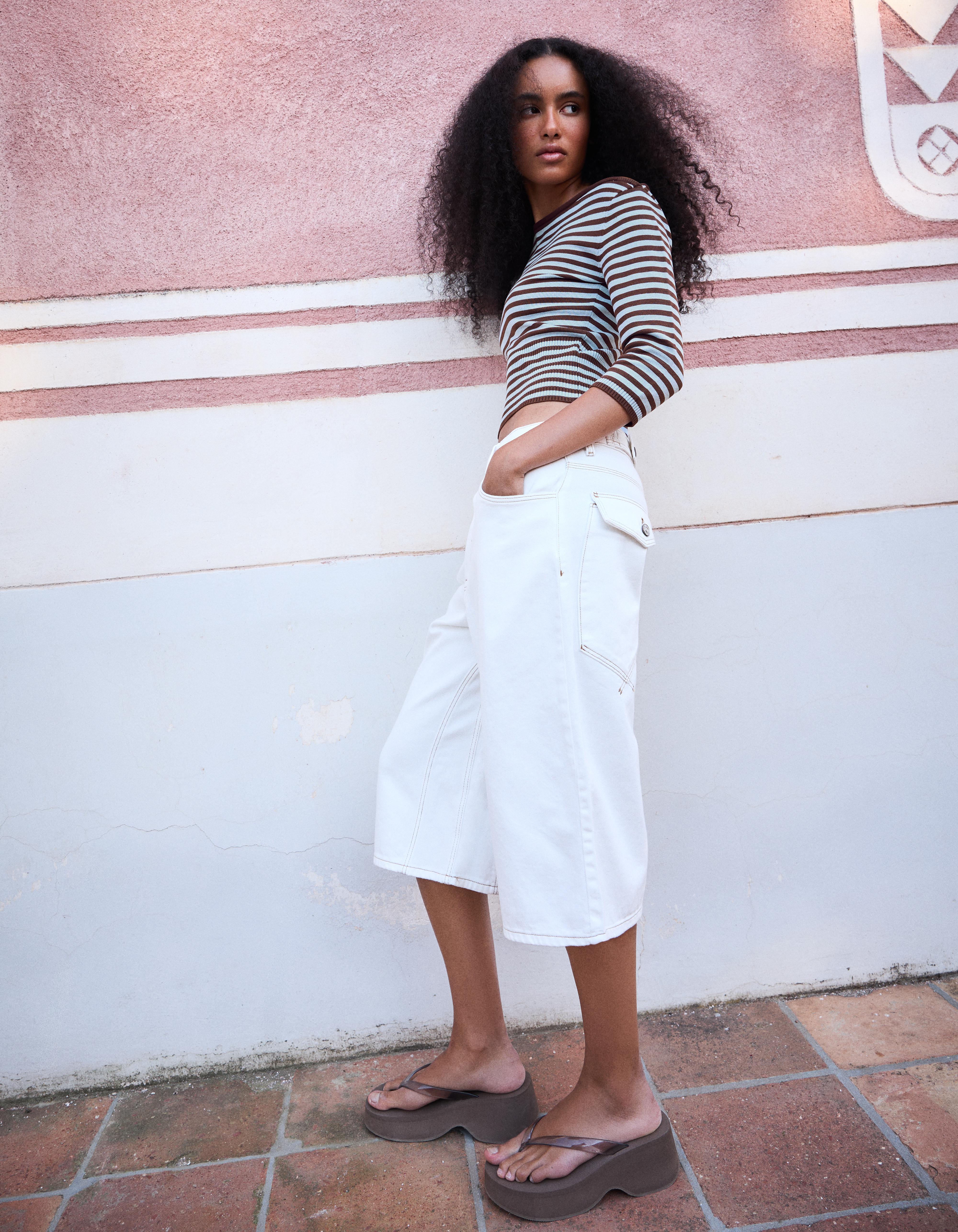 Boat neck jumper — Brown