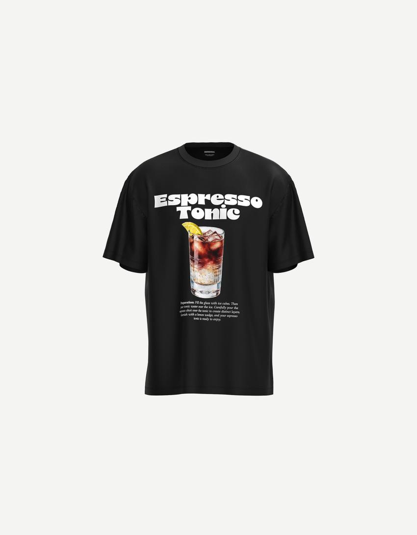Camiseta manga curta estampado-Negro-3
