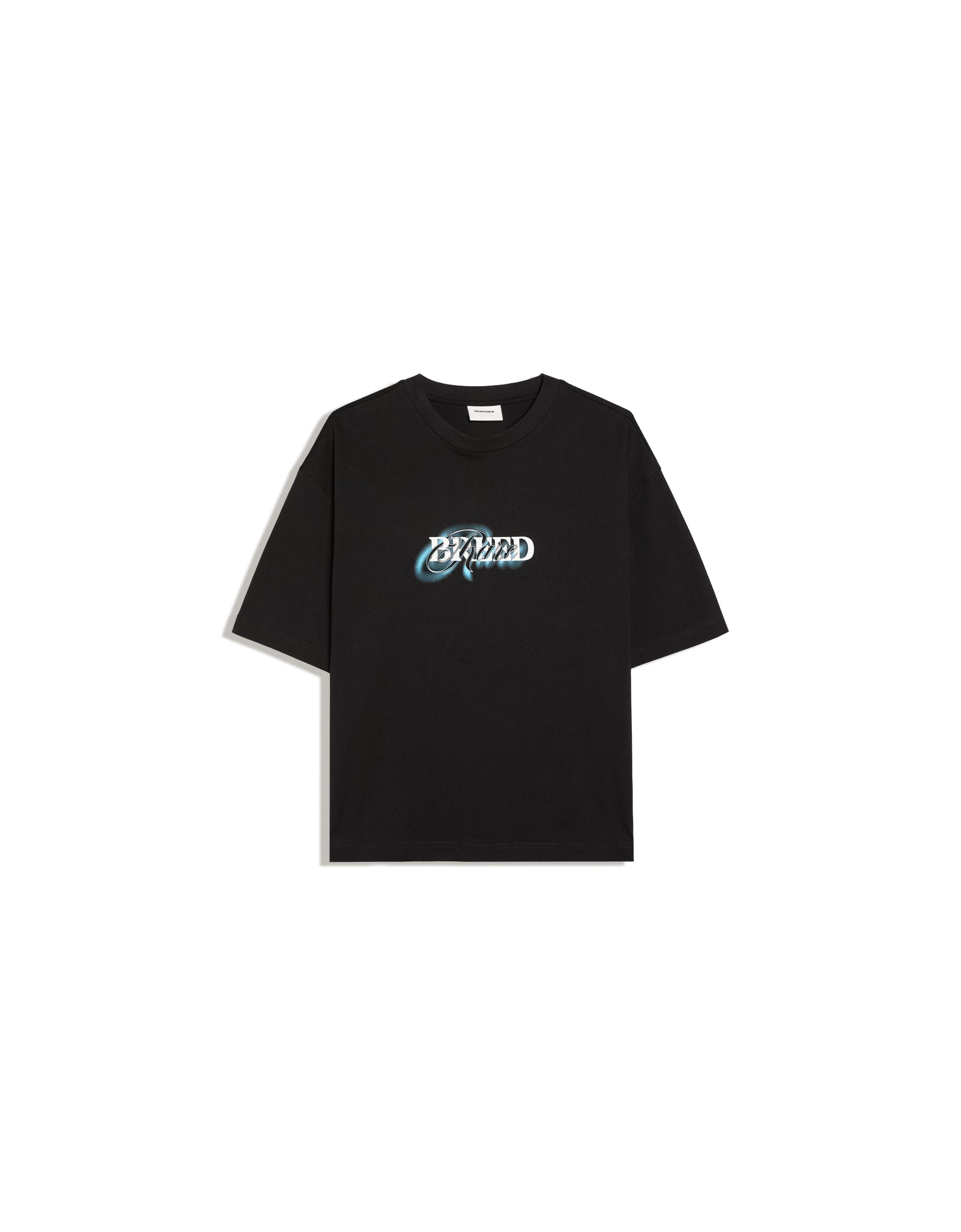 Short sleeve relaxed fit print T-shirt — Black