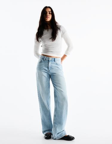 High-waist straight wide-leg jeans — Light blue 1