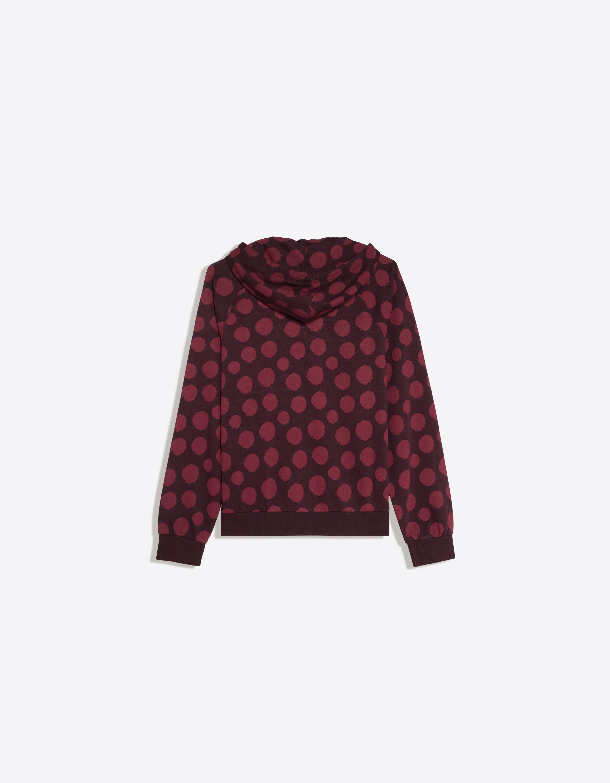 Hooded zip-up print sweatshirt — Burgundy