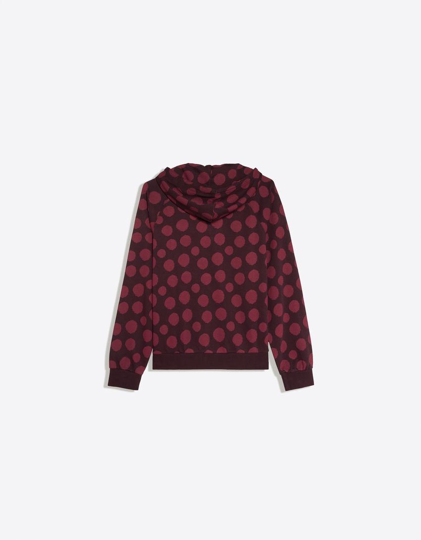 Sudadera capucha cremallera print-Burdeos