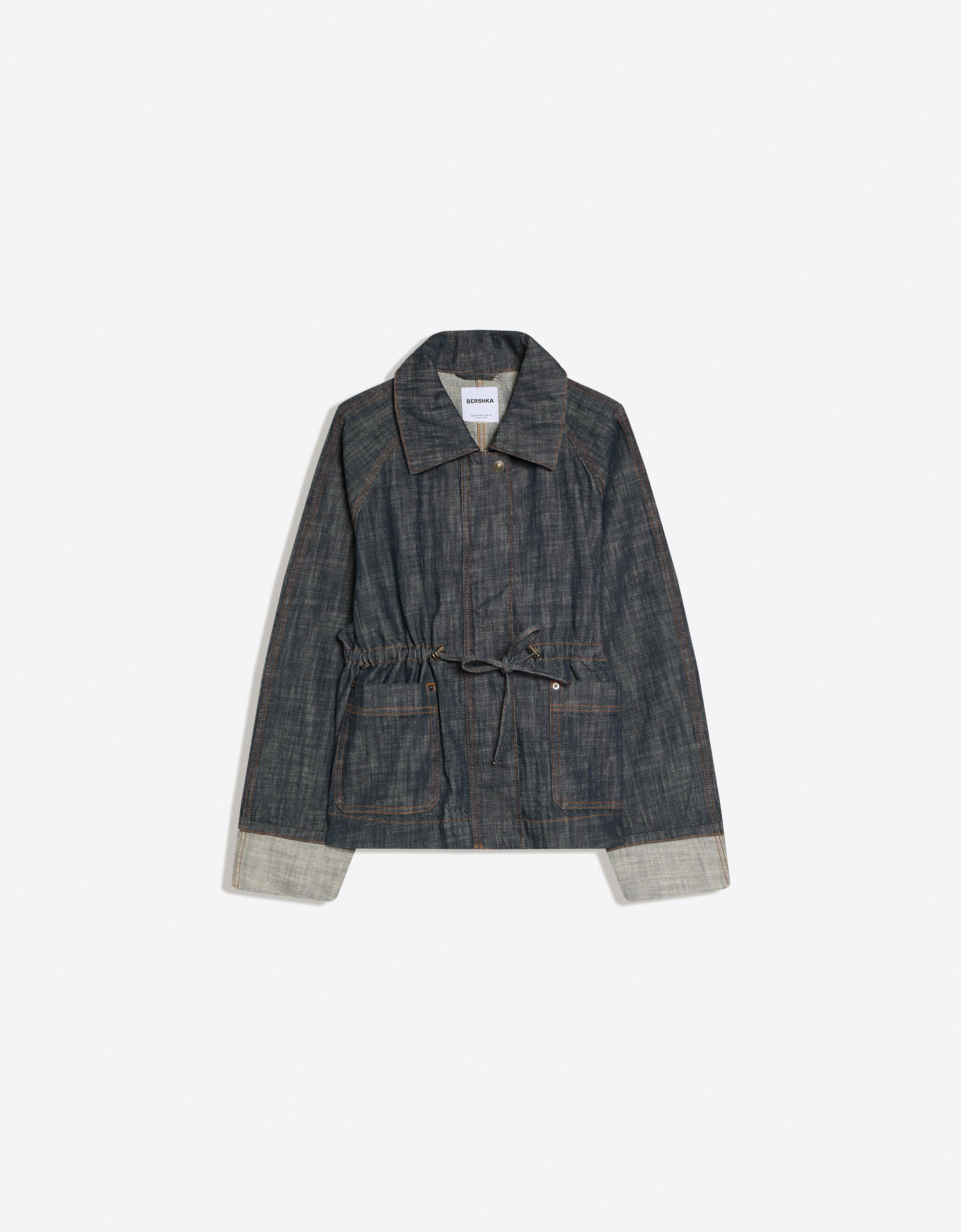 Textured oversize denim jacket - Blue