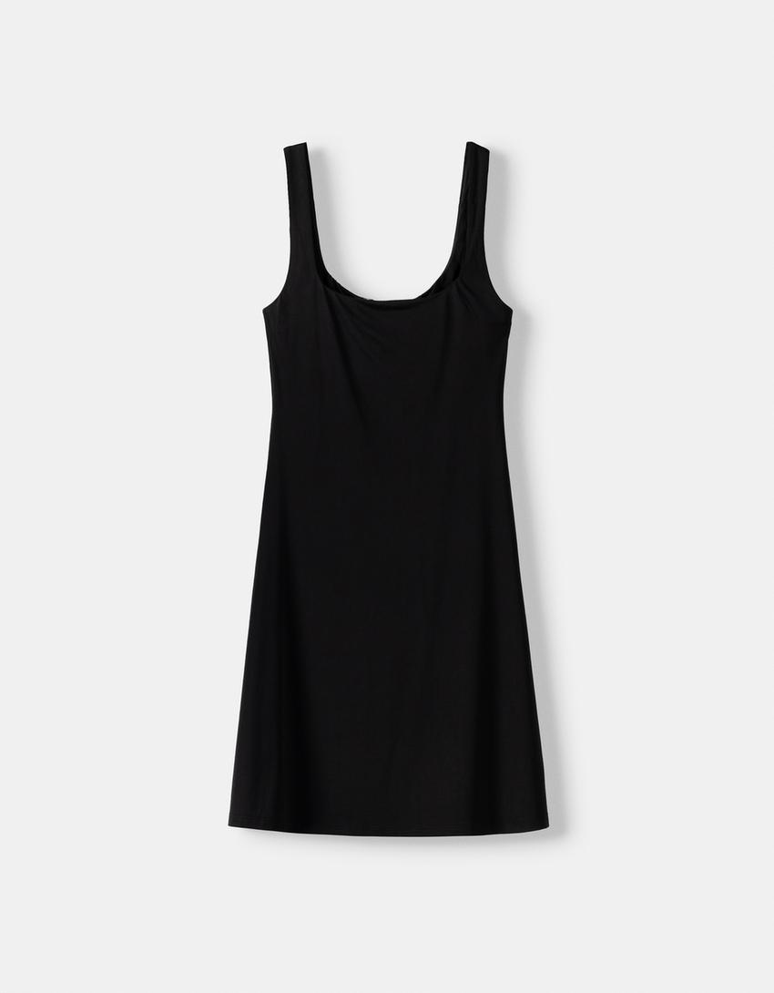 Vestido mini alças skater-Preto-5