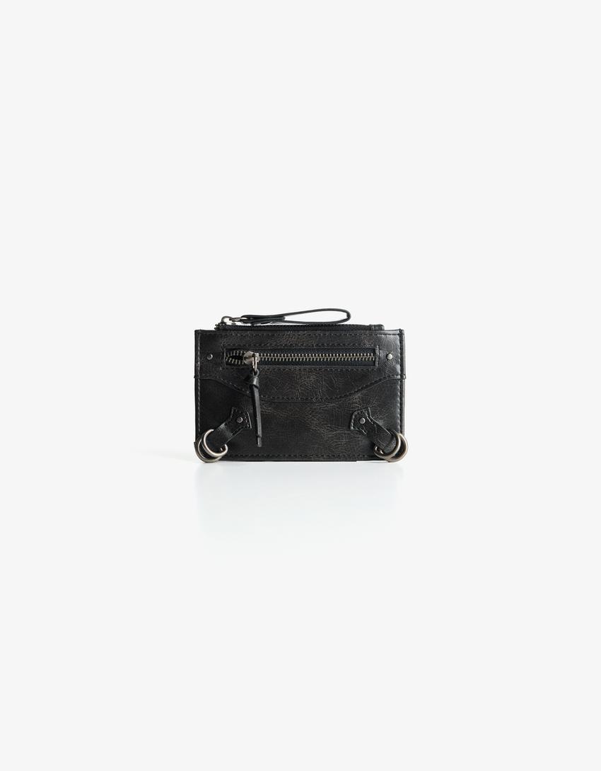 Porte-cartes effet usé-Noir