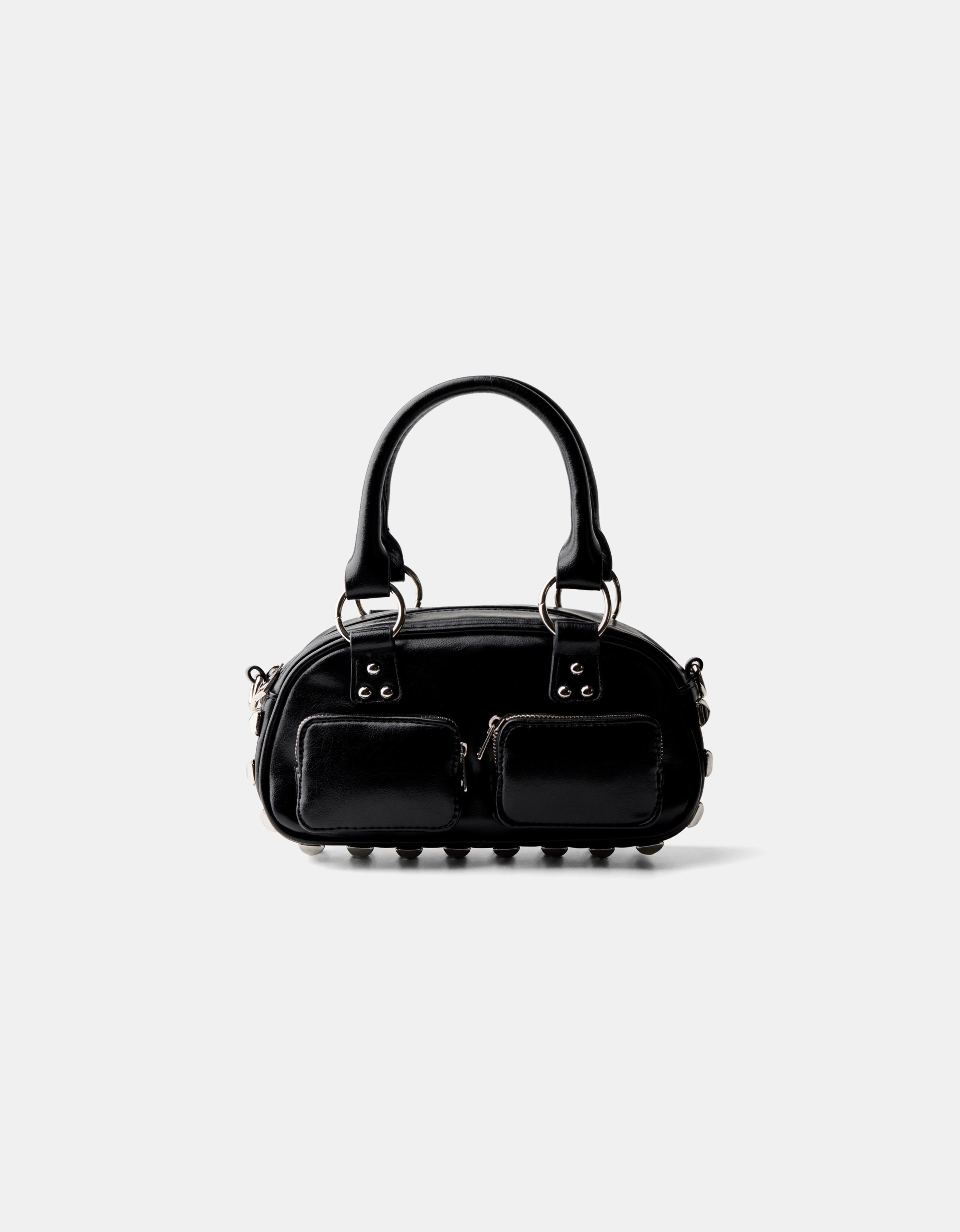 Bershka Mini-Bowlingtasche Mit Nieten Damen Schwarz