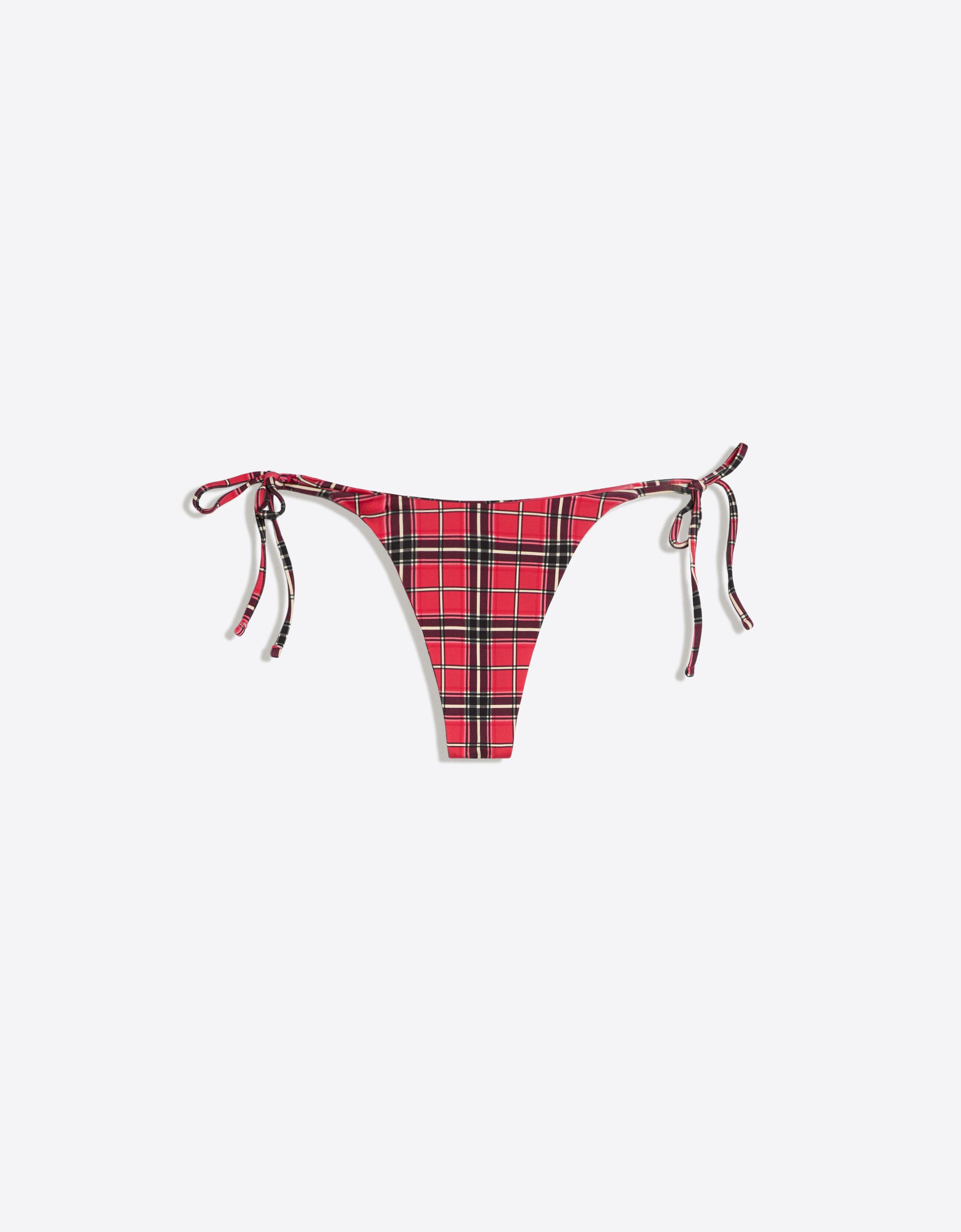 Gingham bikini briefs — Red
