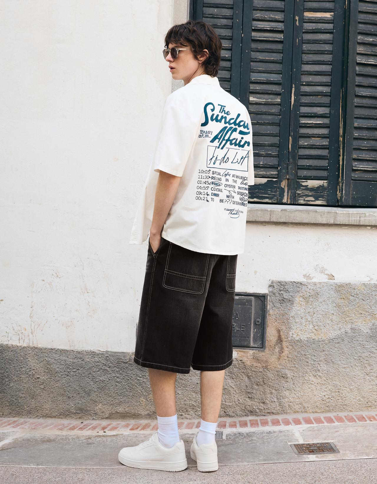 Skater denim Bermuda shorts — Black