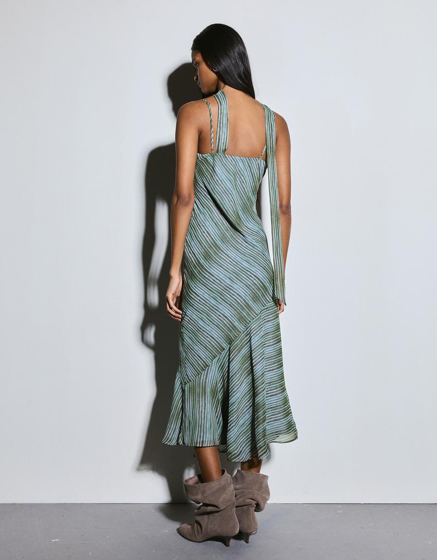 Vestido mini pañuelo-Turquesa