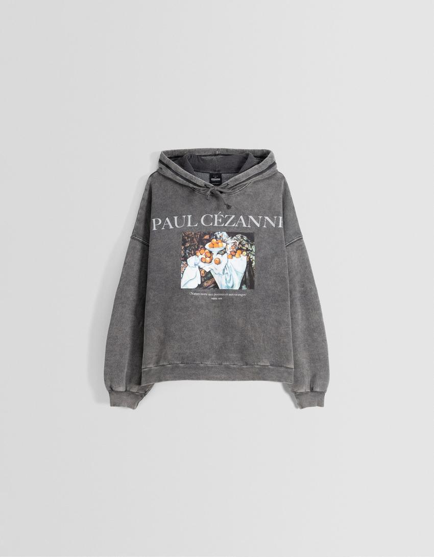 Paul Cézanne faded effect print hoodie-Grey-4
