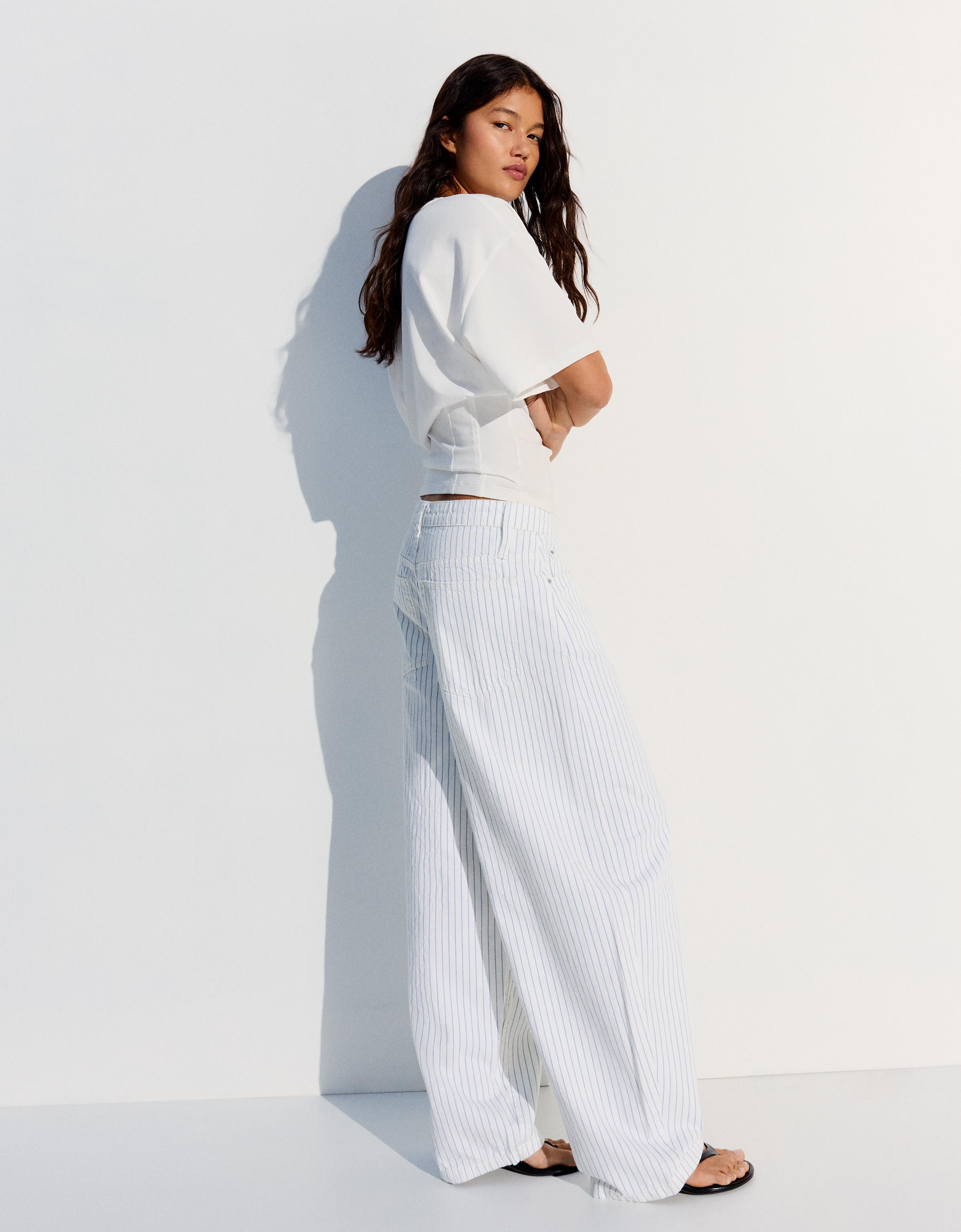 Stripe balloon trousers