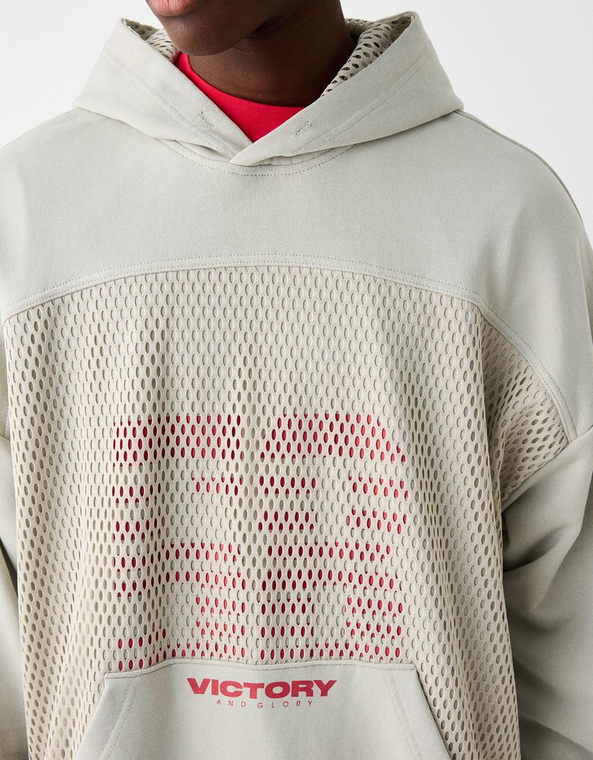 Sweat capuche mesh imprimé-Gris-5