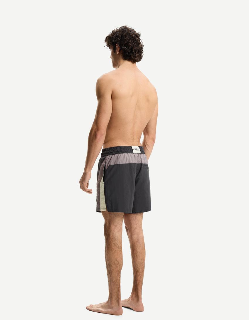 Boxy fit swimming trunks-Dark grey