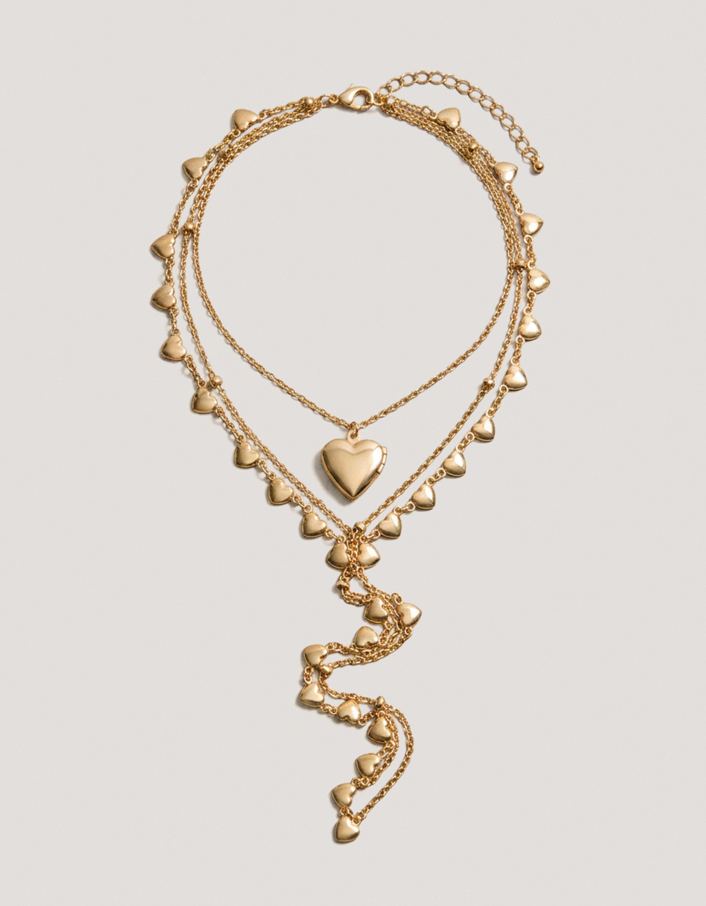 Pack of heart lariat necklaces — Gold