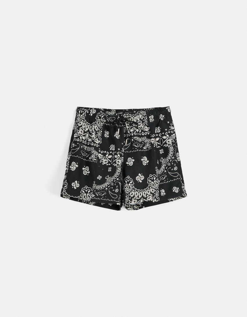 Printed swimming trunks-Black-4