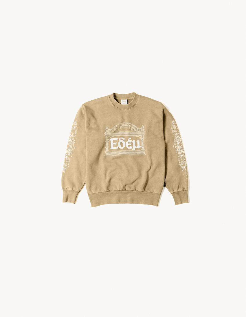 ARIES X BERSHKA Yıkanmış Görünümlü Sweatshirt-Deve tüyü rengi