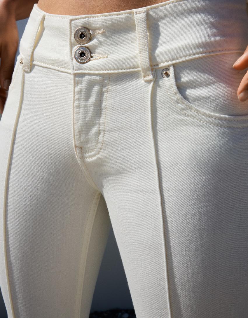 Jean bootcut taille basse-Écru-2