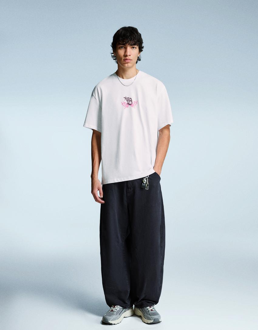 Short sleeve T-shirt with print-White