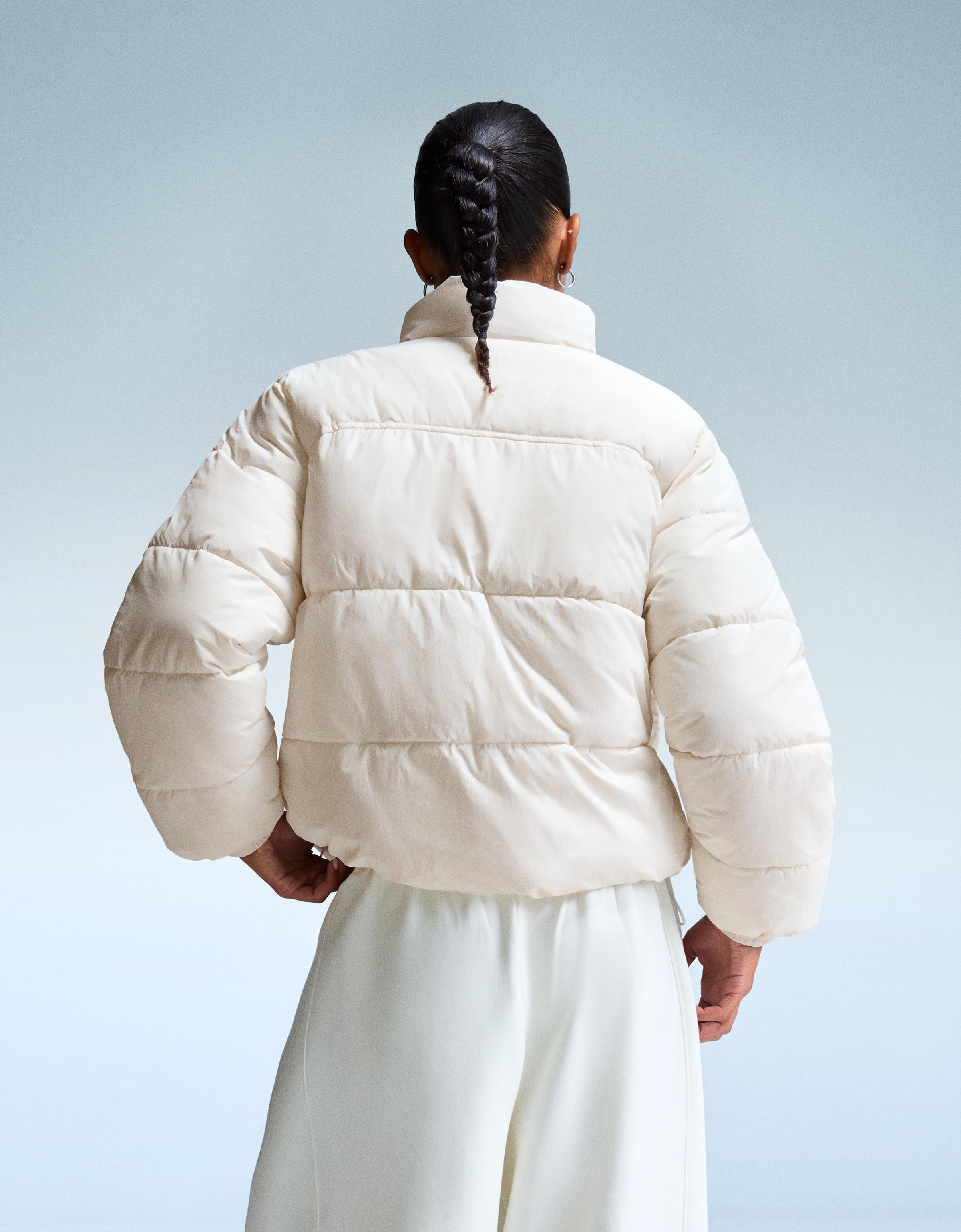 Padded funnel neck jacket — White