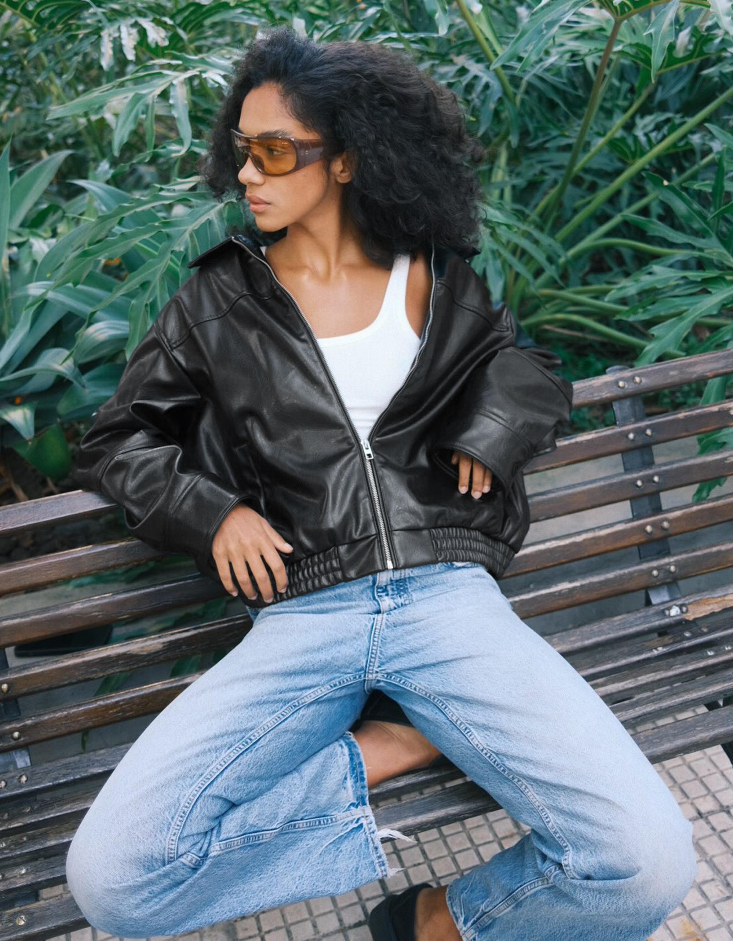 Leather effect jacket — Black