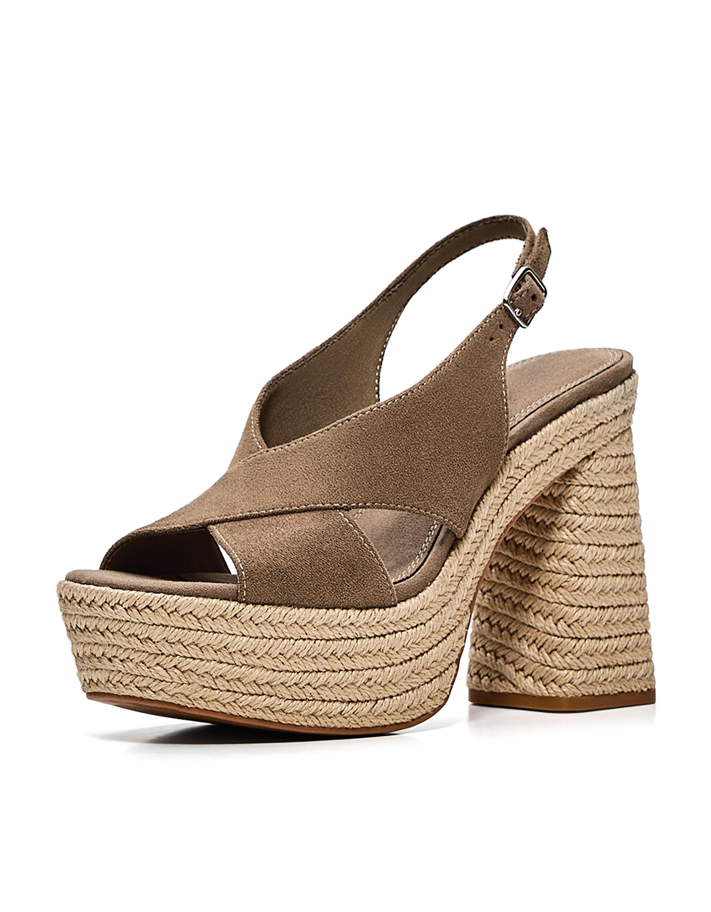 Jute platform heeled sandals — Brown