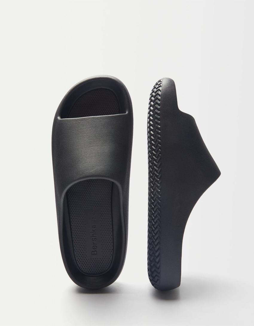Sandales plates texturées homme-Noir-4