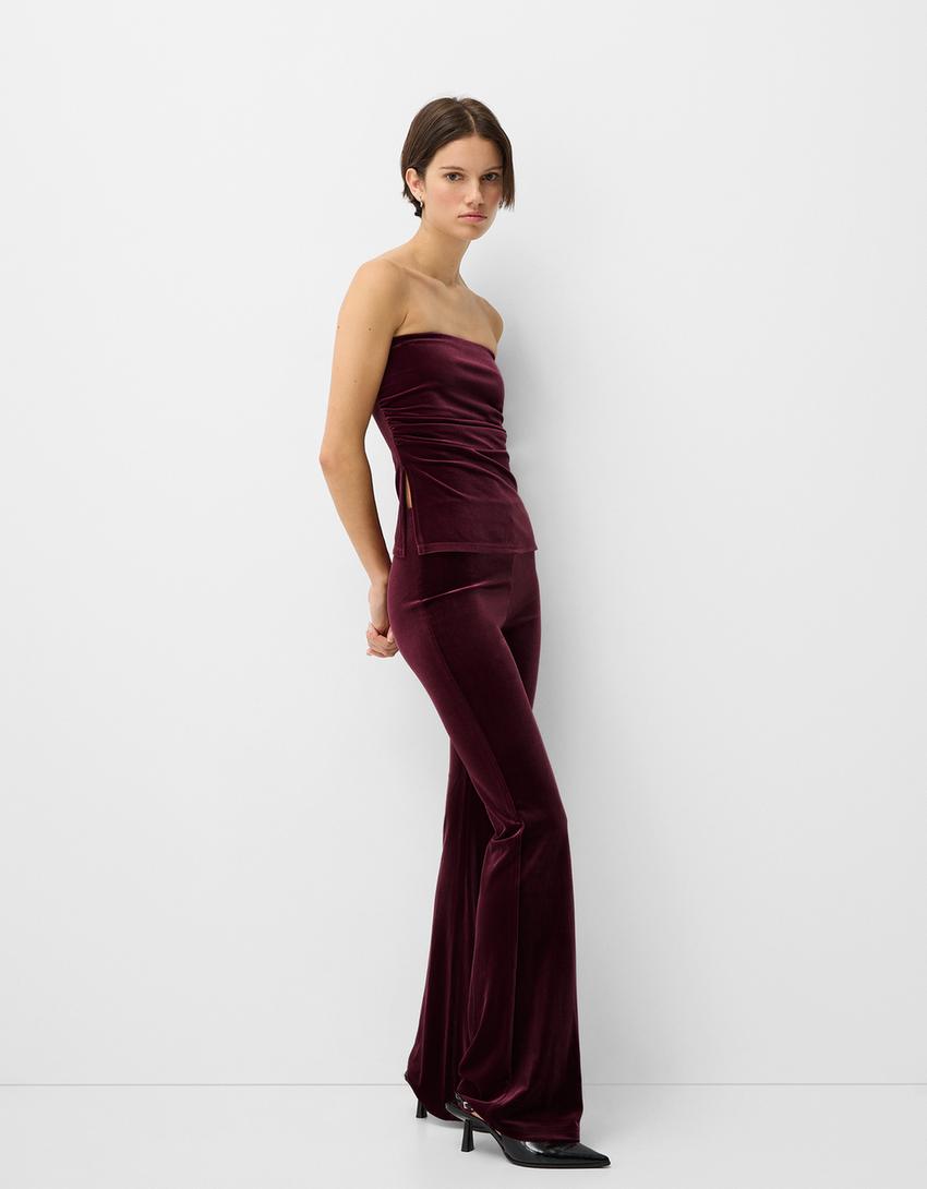 Top bandeau frunces velvet-Burdeos-3