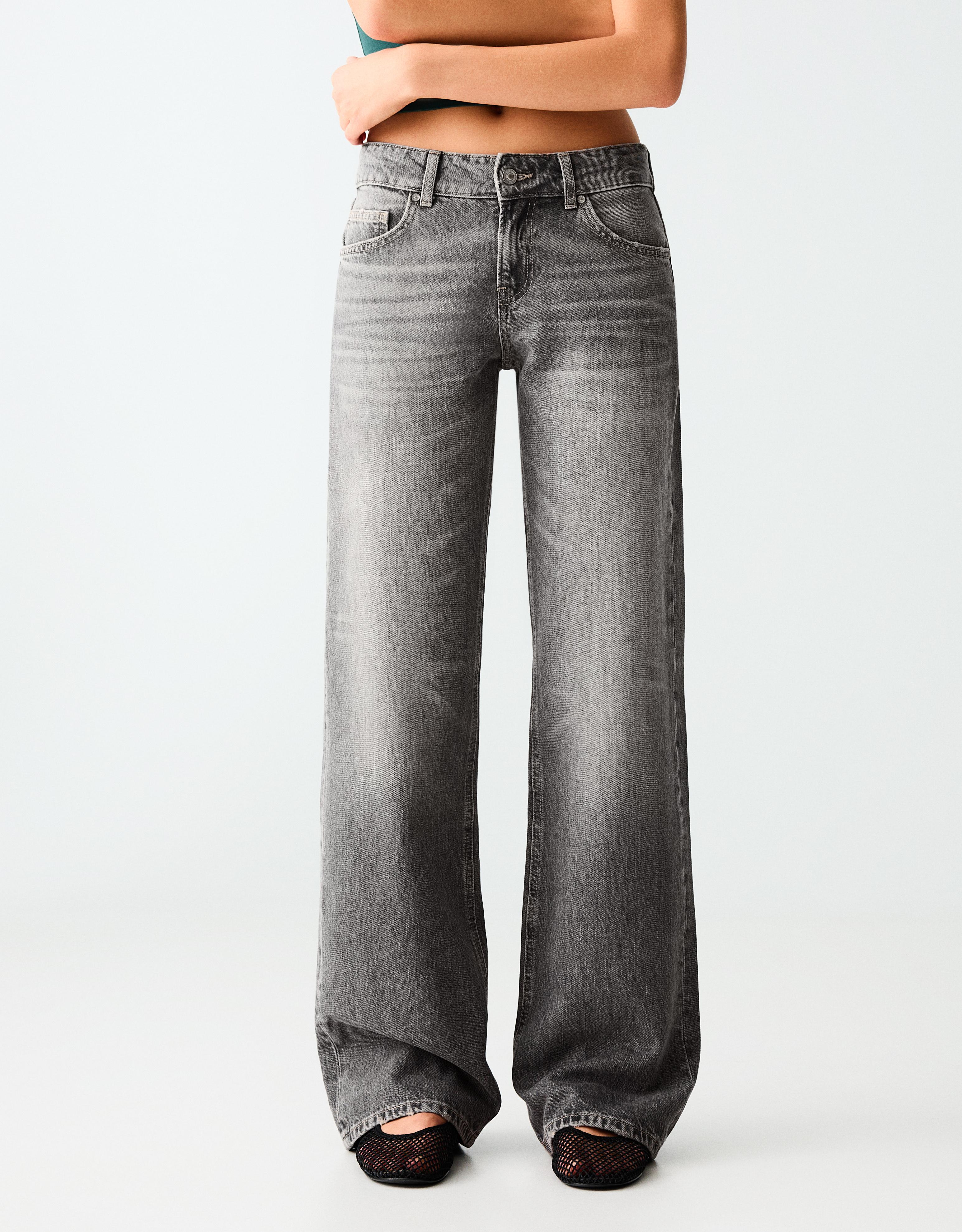 Mid-waist straight jeans — Black