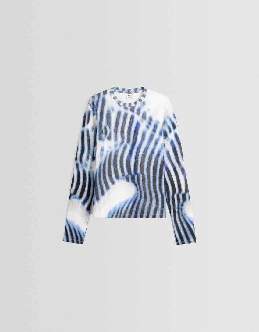 تيشرت بأكمام طويلة وطبعة-أزرق-4