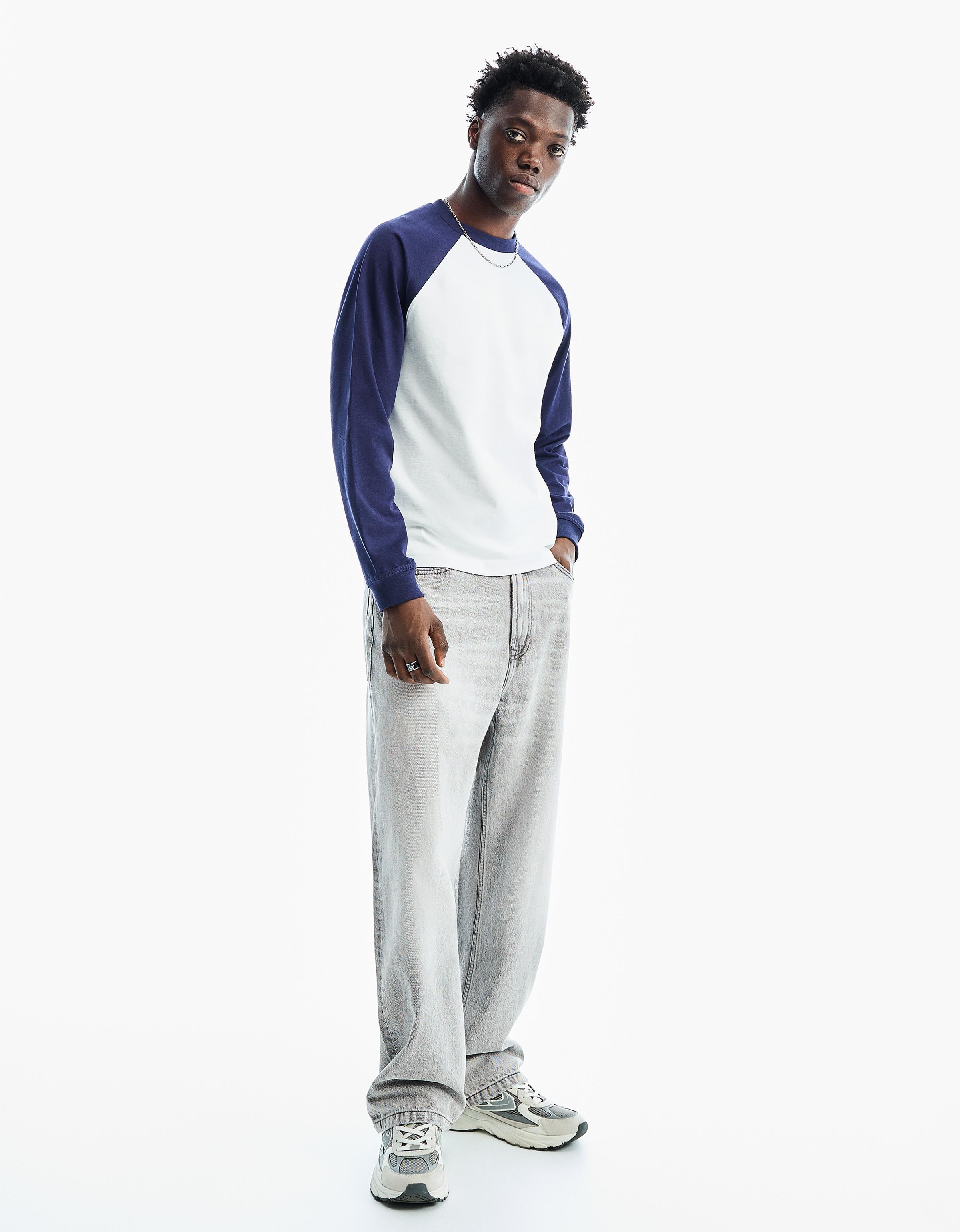 Bershka Jeans Baggy Hombre 32 Gris