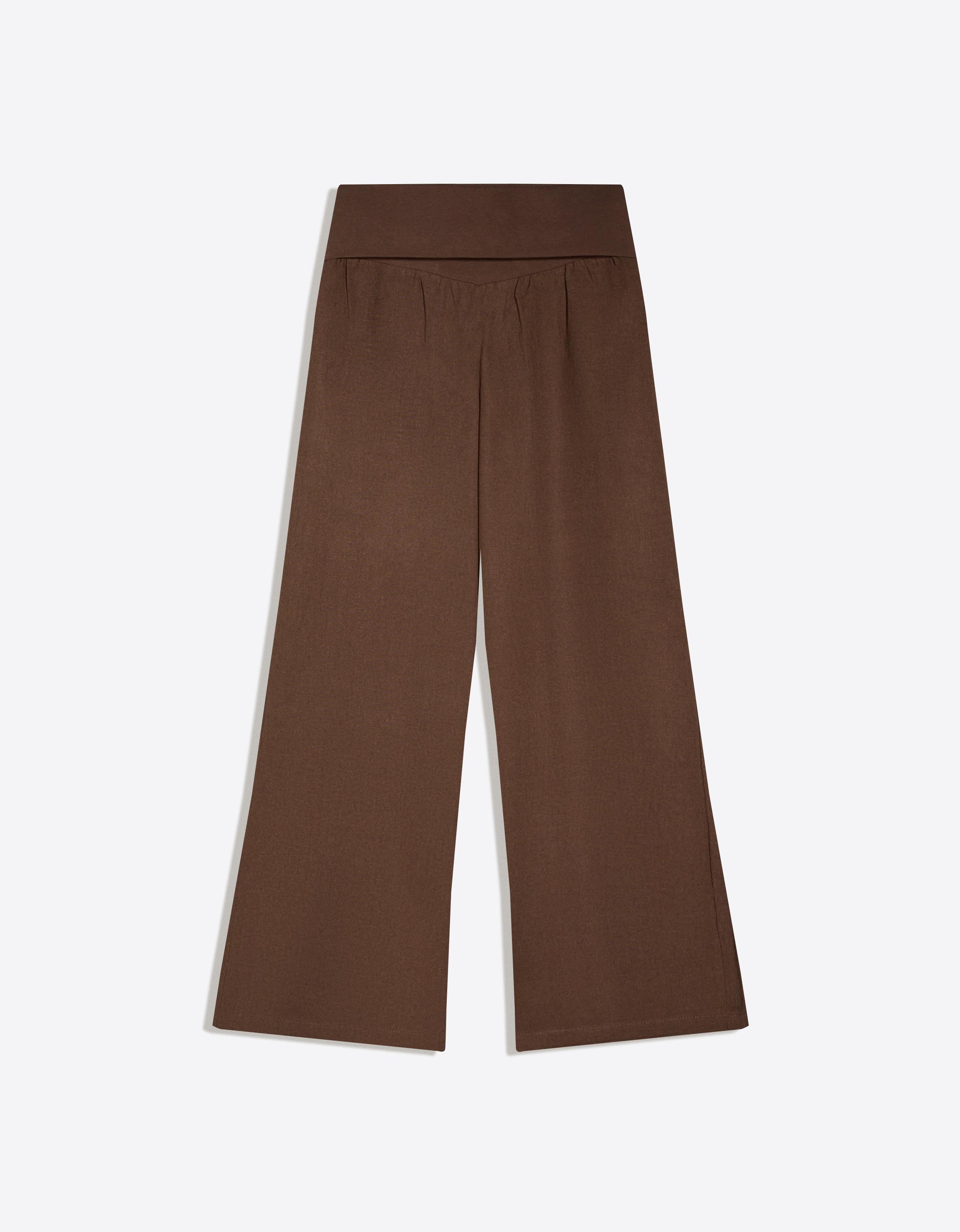Turn-up waist trousers — Brown
