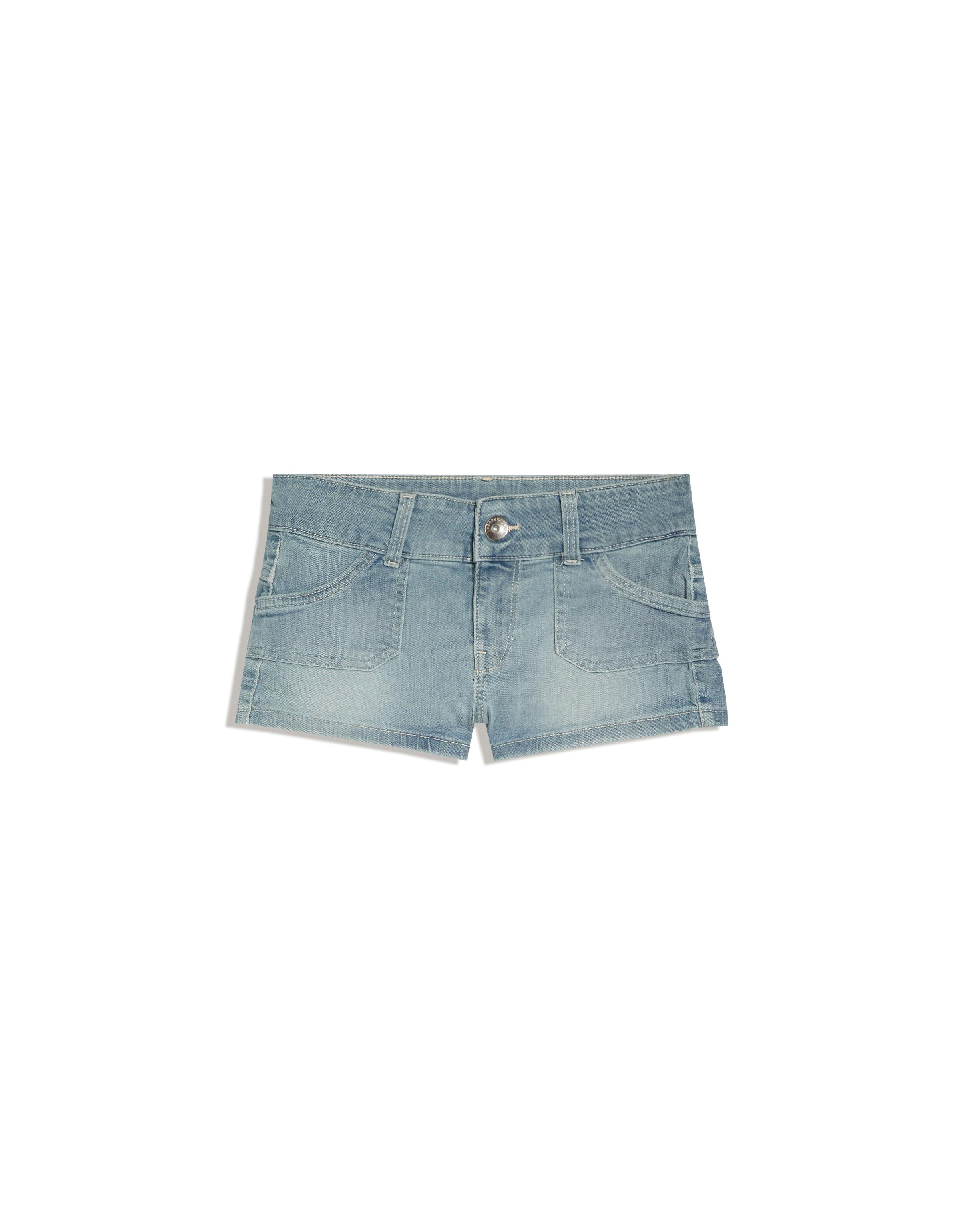 Printed denim shorts — Light blue