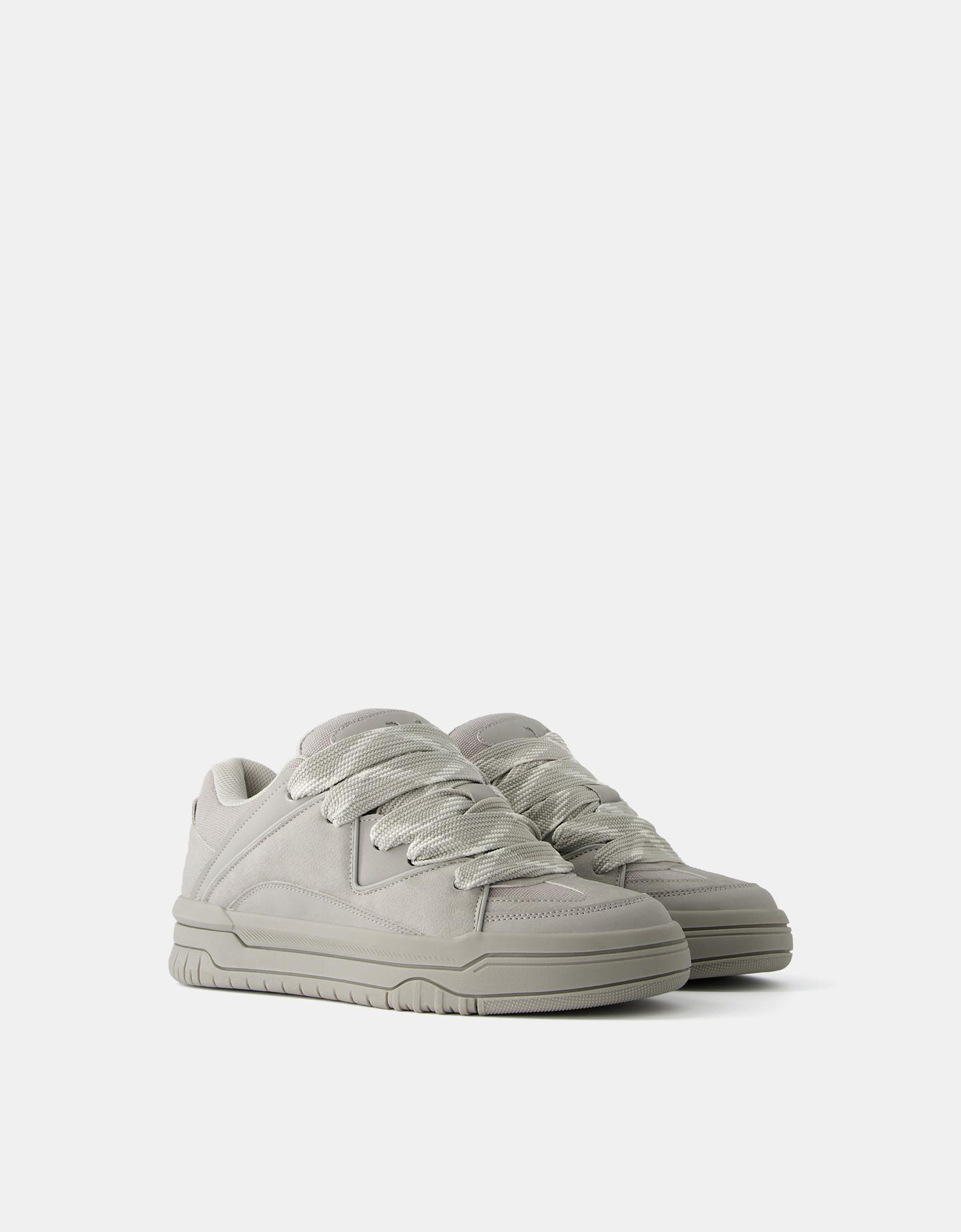 Bershka Skater Sneaker Mit Dicker Sohle Damen 35 Grau günstig online kaufen