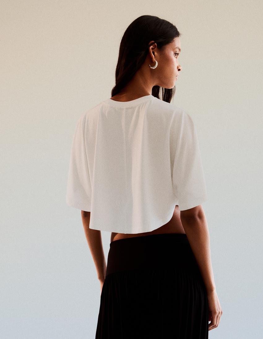 Oversize layered effect T-shirt-White