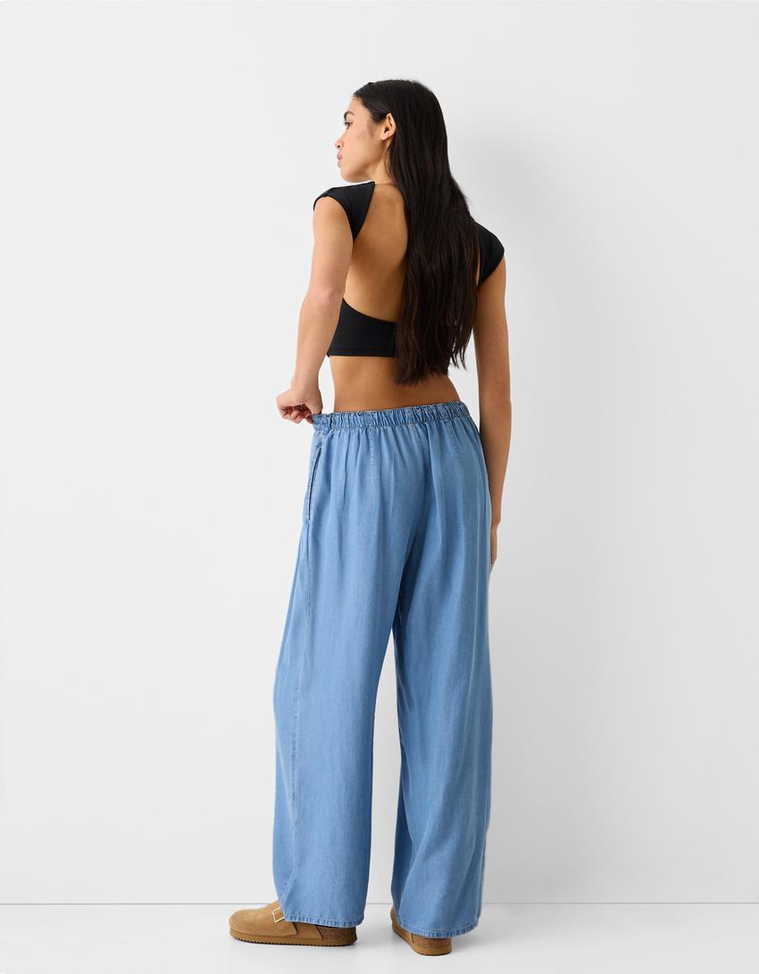 Lyocell culotte jeans-Light blue-2