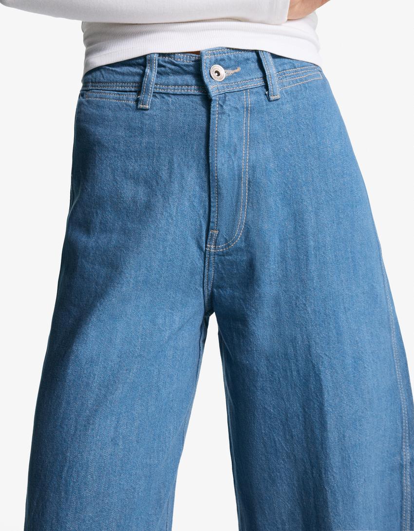 Jeans wide leg-Bleu-2