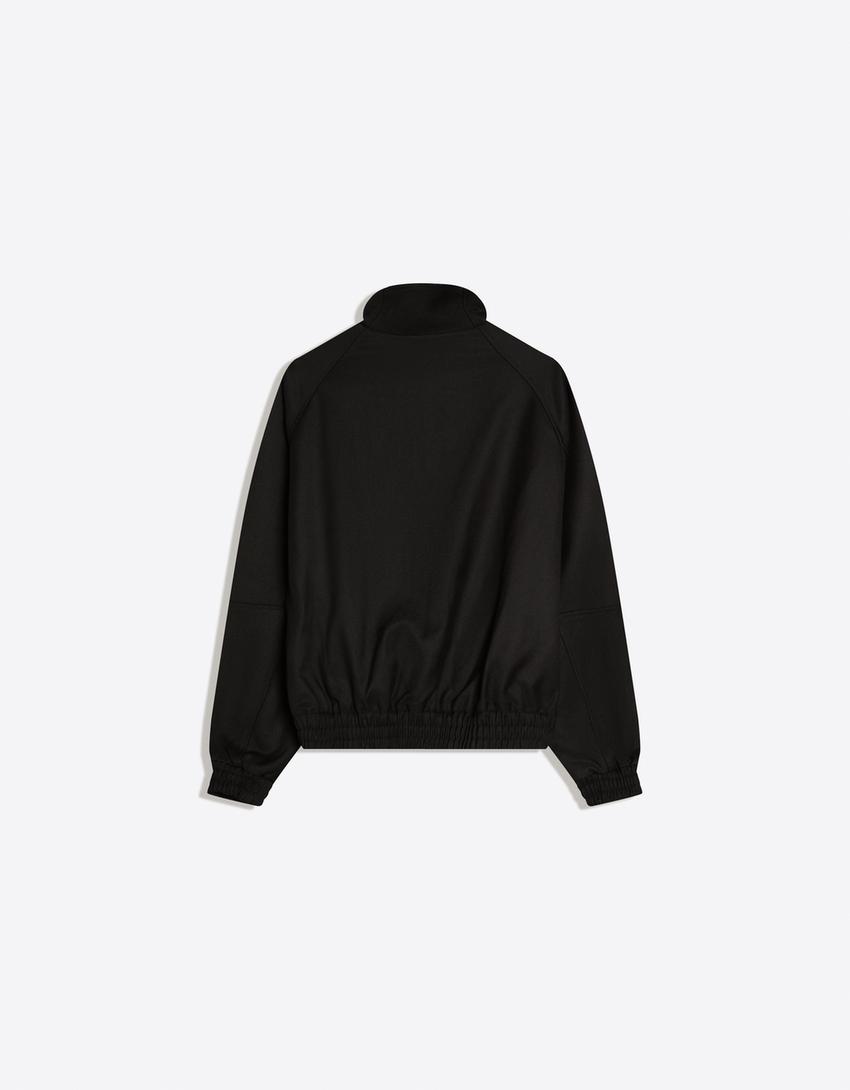 Jaket ritsleting bergambar-Hitam