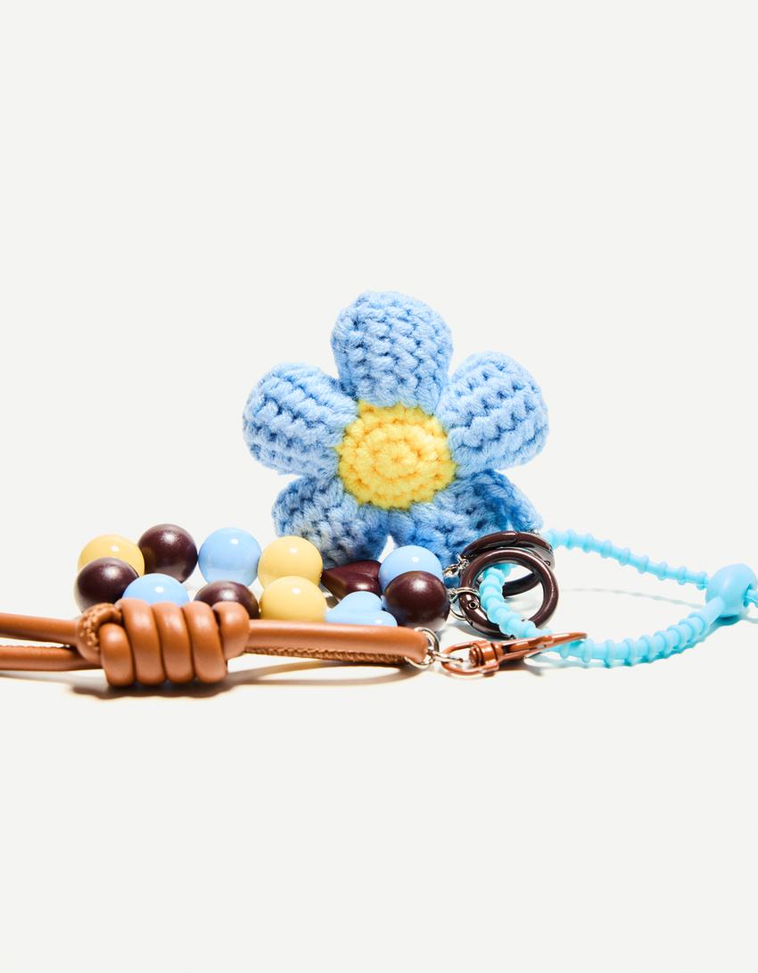 Porte-clés fleur crochet-Marron-2