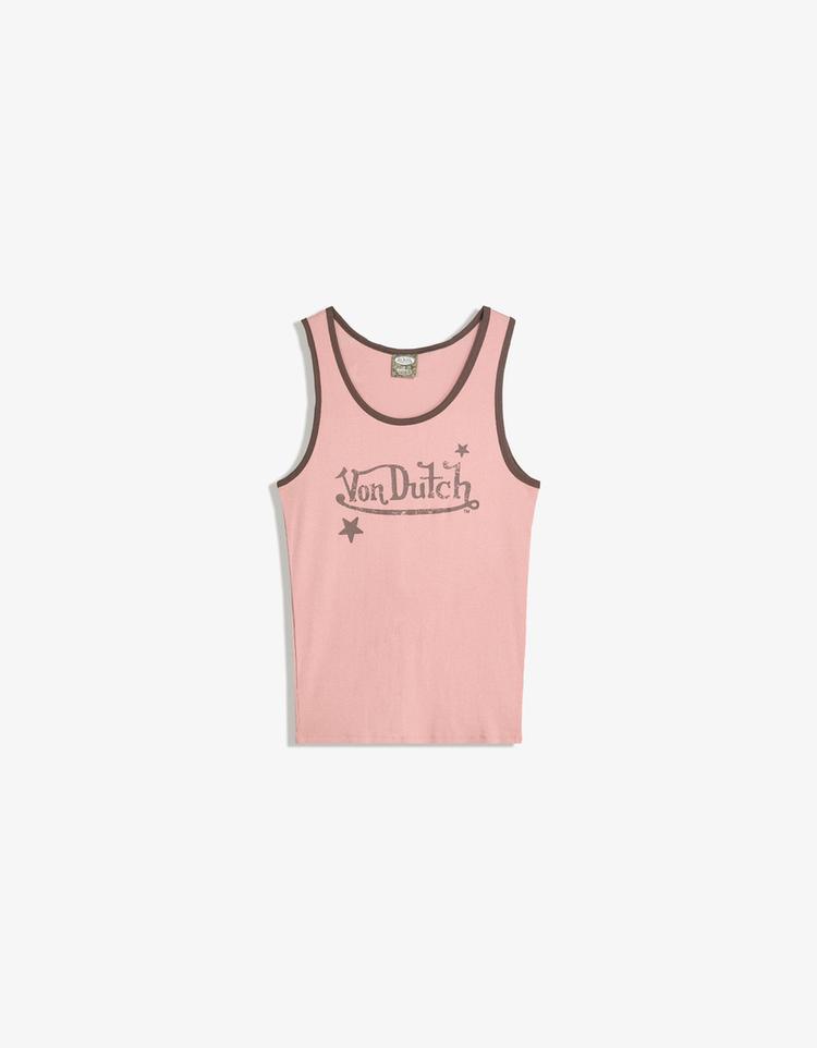 Von Dutch print vest top with ribbed straps