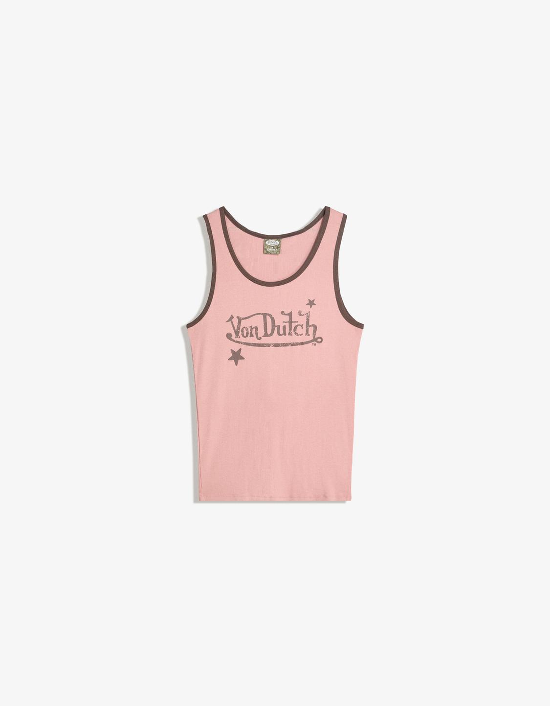 Von Dutch print vest top with ribbed straps