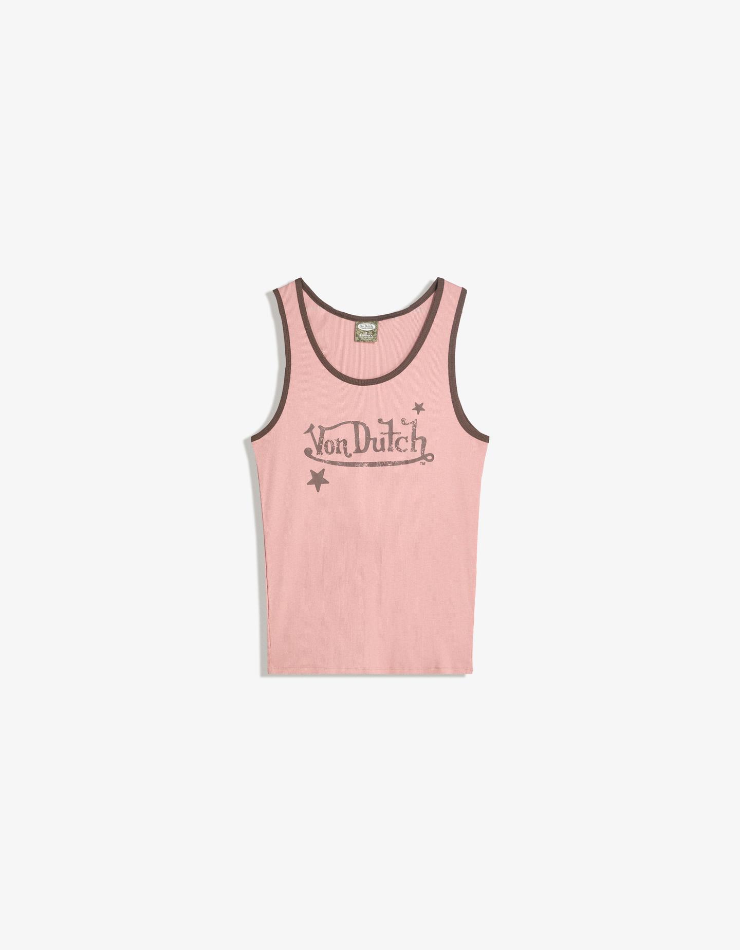 Bershka koszulka von dutch na ramiączkach z nadrukiem rib różowy